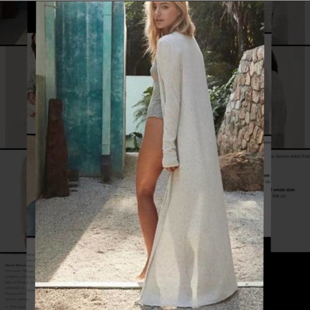 Spiritual Gangster Ballet Rib Knit Duster Cardigan Heather Gray Small